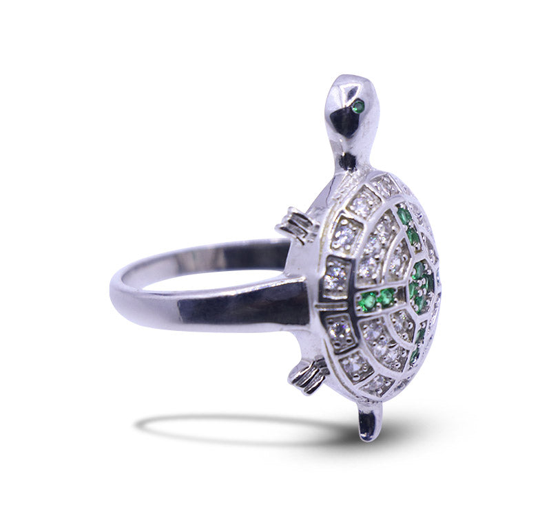 Kachua Green and White Silver 925 Ring