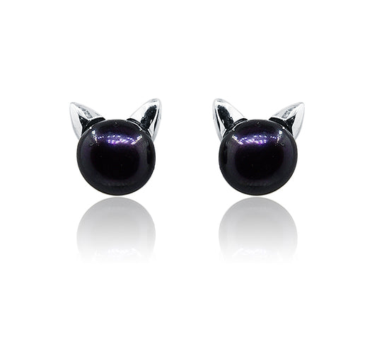 Miss Cat Pearl Silver 925 Studs