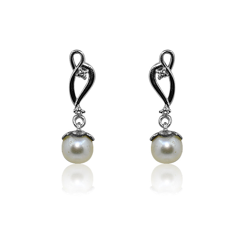 Snow white Pearl Silver 925 Earrings