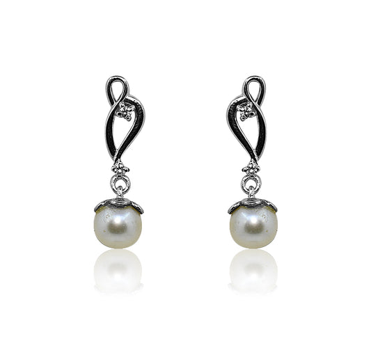 Snow white Pearl Silver 925 Earrings