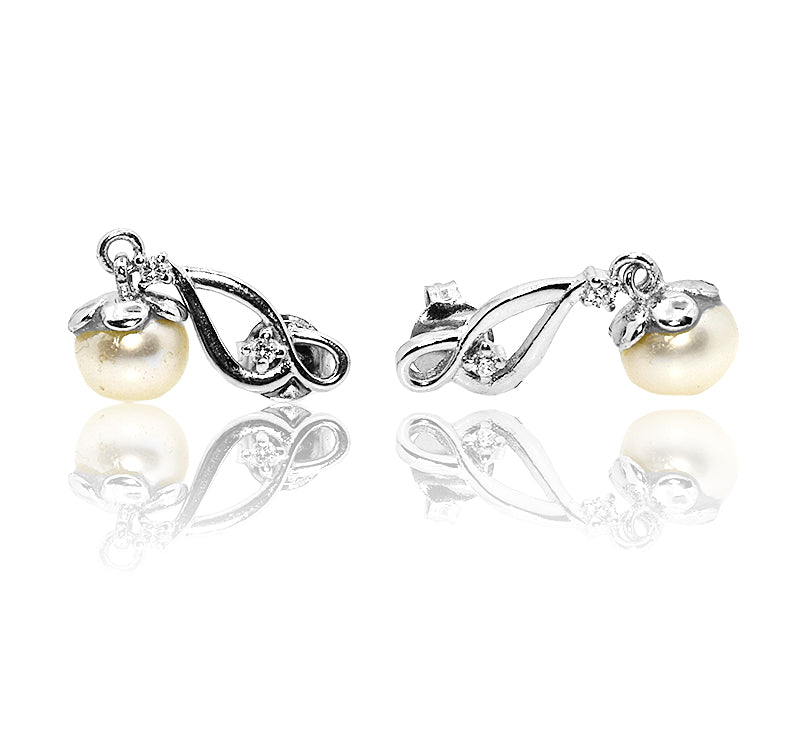 Snow white Pearl Silver 925 Earrings