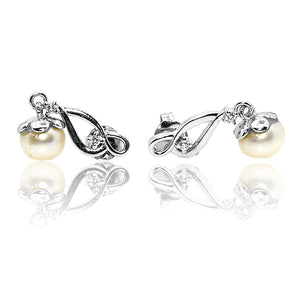 Snow white Pearl Silver 925 Earrings