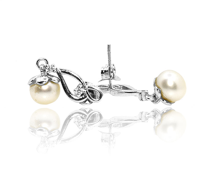 Snow white Pearl Silver 925 Earrings