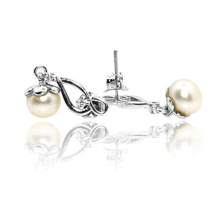 Snow white Pearl Silver 925 Earrings