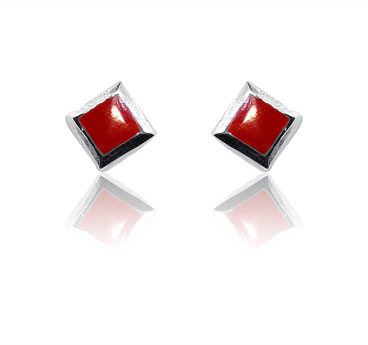 Aanvi Coral Red Silver 925 Earring