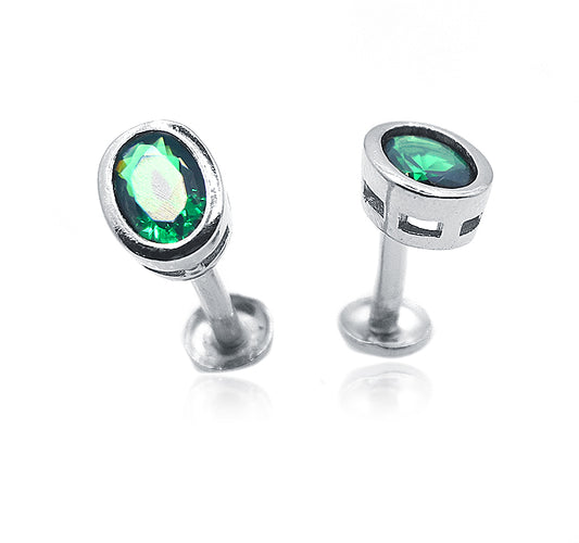 Fern Green Oval Silver 925 Studs