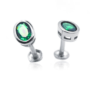 Fern Green Oval Silver 925 Studs