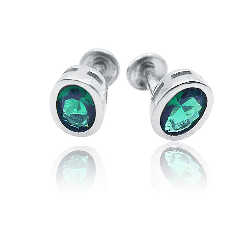 Fern Green Oval Silver 925 Studs