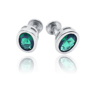 Fern Green Oval Silver 925 Studs