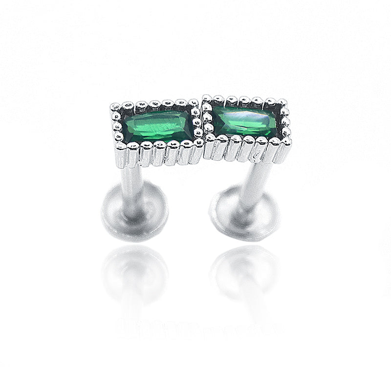 Shamrock Green Square Silver 925 Studs