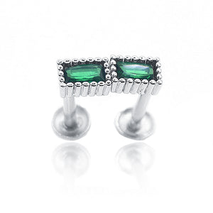 Shamrock Green Square Silver 925 Studs