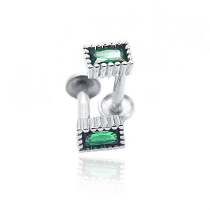 Shamrock Green Square Silver 925 Studs