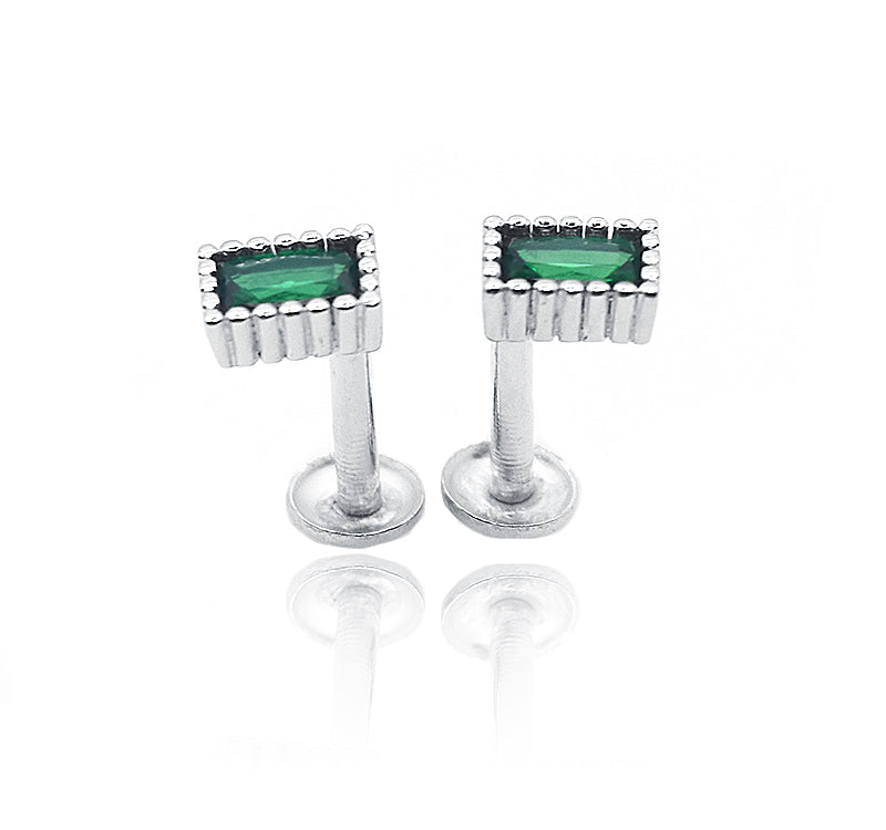 Shamrock Green Square Silver 925 Studs