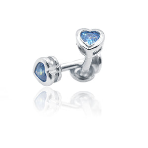 Aqua Blue Heart Silver 925 Studs