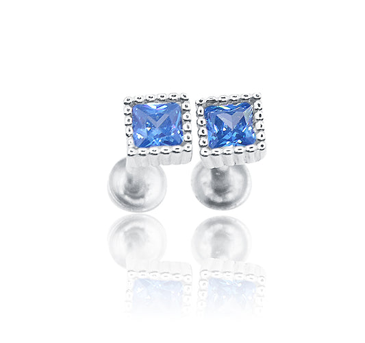 Celestial Blue Square Silver 925 Studs