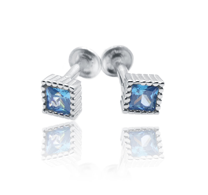 Celestial Blue Square Silver 925 Studs