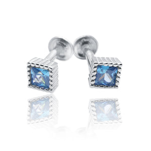 Celestial Blue Square Silver 925 Studs