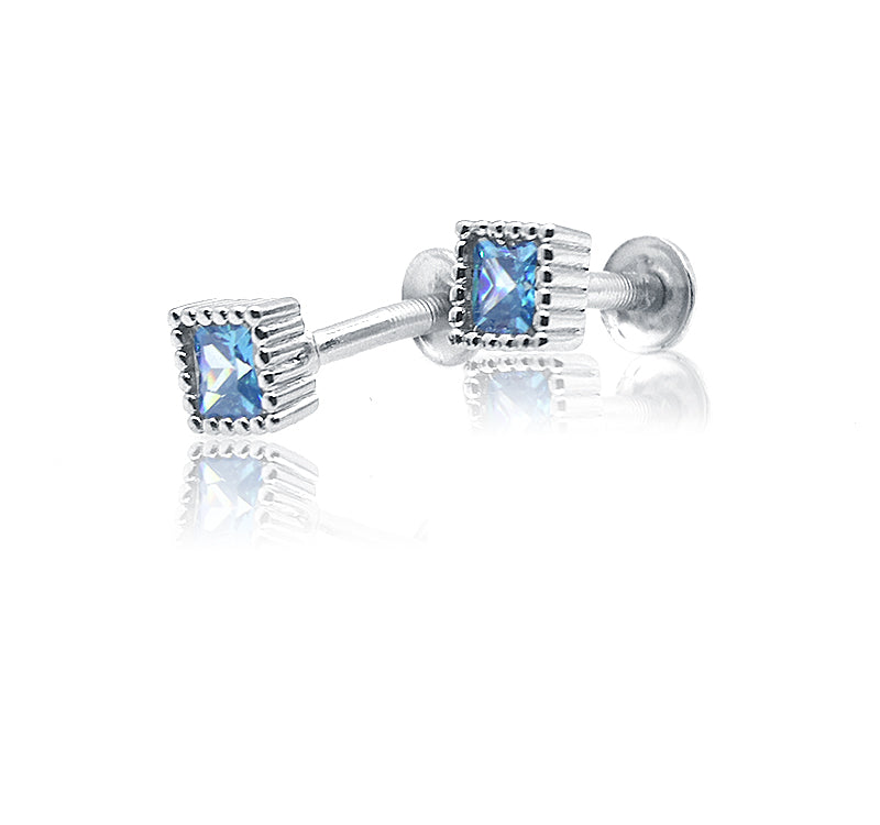 Celestial Blue Square Silver 925 Studs