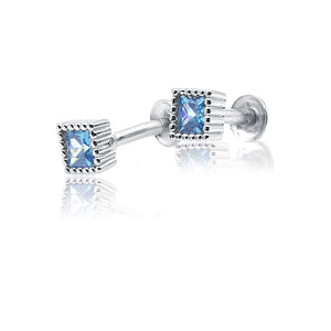 Celestial Blue Square Silver 925 Studs