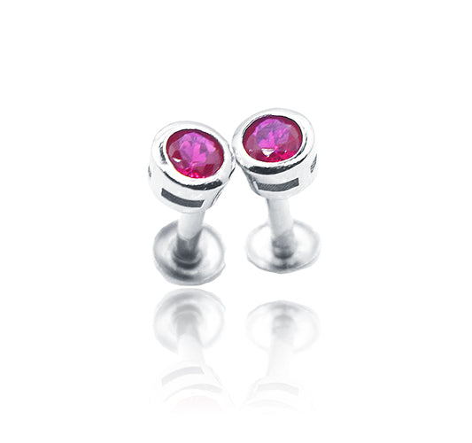 Cameo Pink Circle Silver 925 Studs