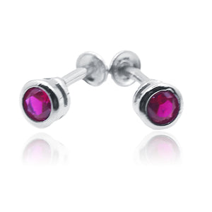 Cameo Pink Circle Silver 925 Studs