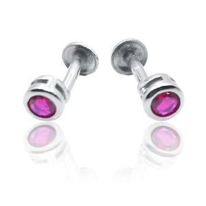 Cameo Pink Circle Silver 925 Studs