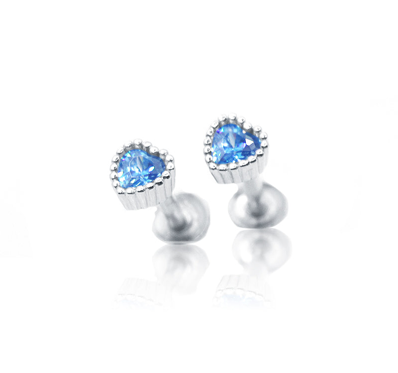 Zenith Blue Heart Silver 925 Studs