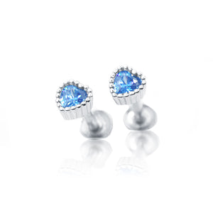 Zenith Blue Heart Silver 925 Studs