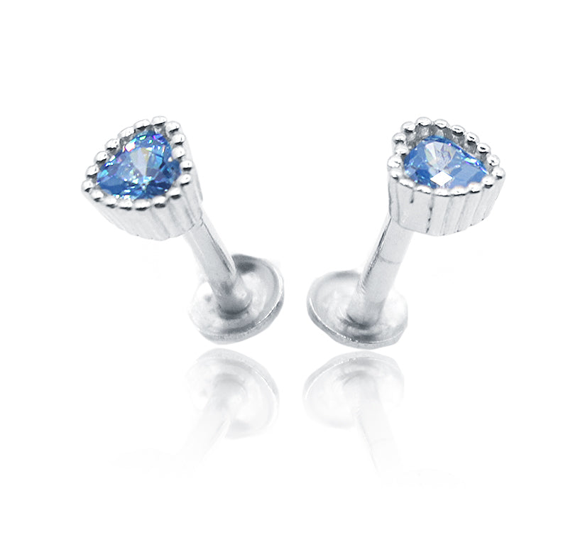 Zenith Blue Heart Silver 925 Studs