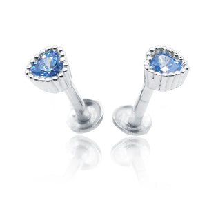 Zenith Blue Heart Silver 925 Studs