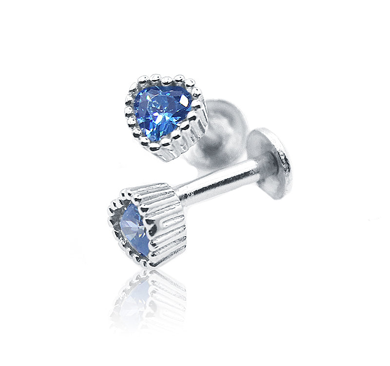 Zenith Blue Heart Silver 925 Studs