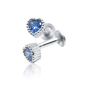 Zenith Blue Heart Silver 925 Studs