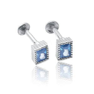 Ocean Blue Square Silver 925 Studs