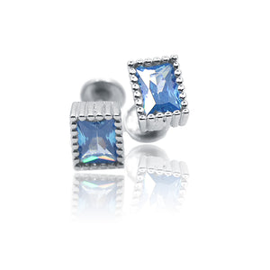 Ocean Blue Square Silver 925 Studs