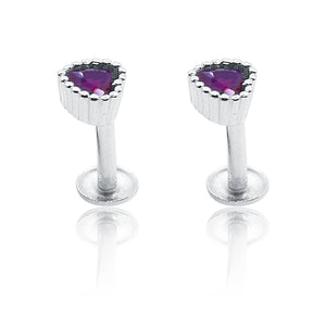 Fuscia Heart Silver 925 Studs