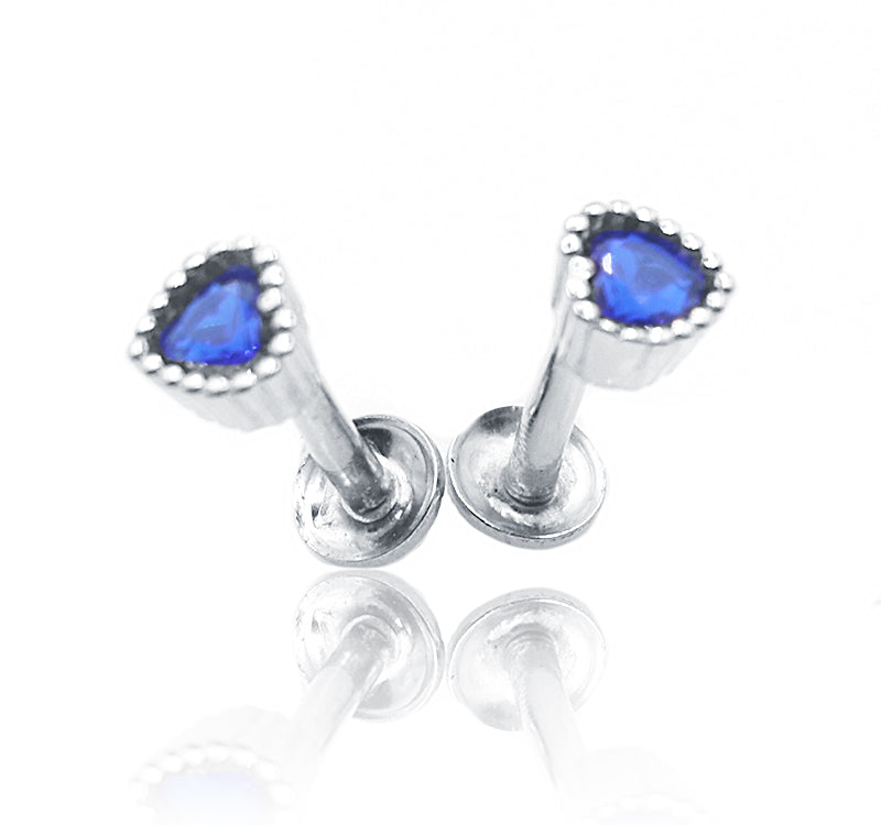 Cobalt Blue Heart Silver 925 Studs