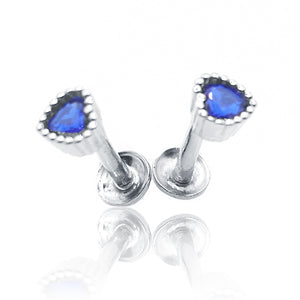 Cobalt Blue Heart Silver 925 Studs