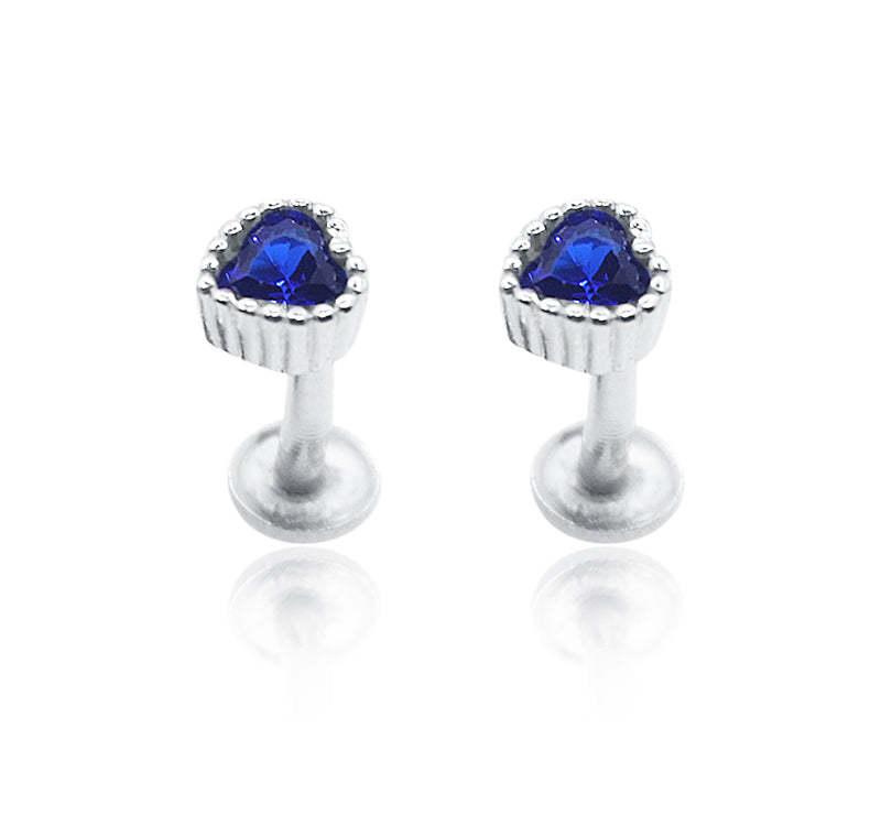 Cobalt Blue Heart Silver 925 Studs