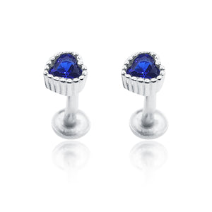 Cobalt Blue Heart Silver 925 Studs