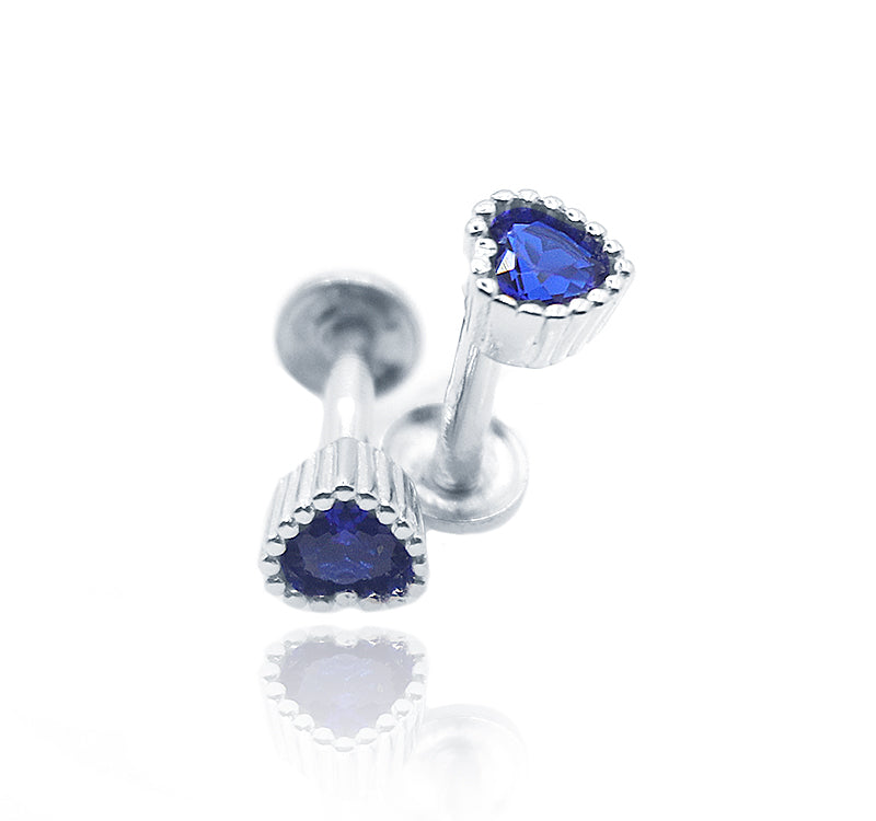 Cobalt Blue Heart Silver 925 Studs