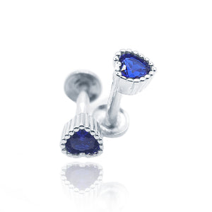 Cobalt Blue Heart Silver 925 Studs