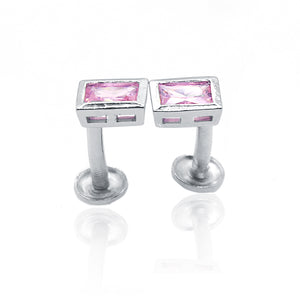 Pink Square Silver 925 Studs