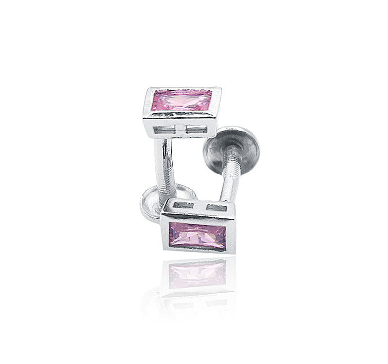 Pink Square Silver 925 Studs