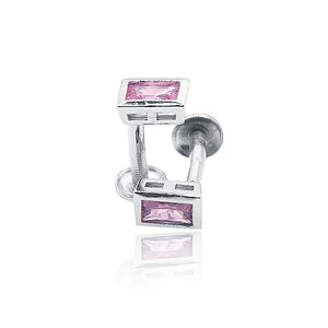 Pink Square Silver 925 Studs