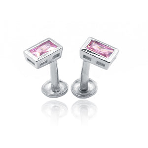 Pink Square Silver 925 Studs