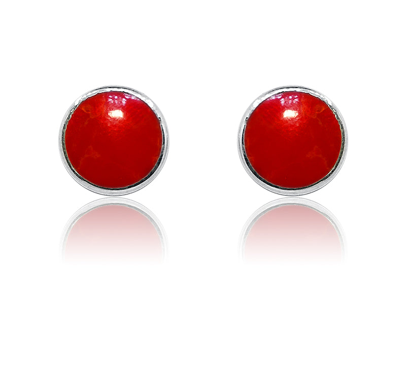 Deepa Coral Red Silver 925 Studs