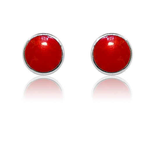 Deepa Coral Red Silver 925 Studs