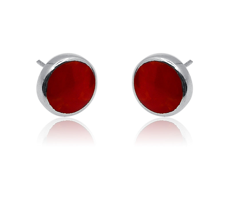 Deepa Coral Red Silver 925 Studs