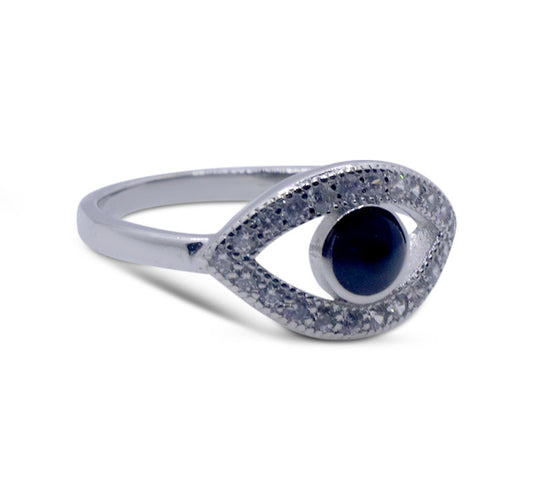 Blue Studded Eye Silver 925 Ring