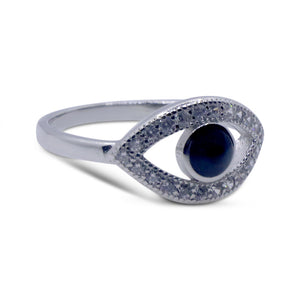 Blue Studded Eye Silver 925 Ring